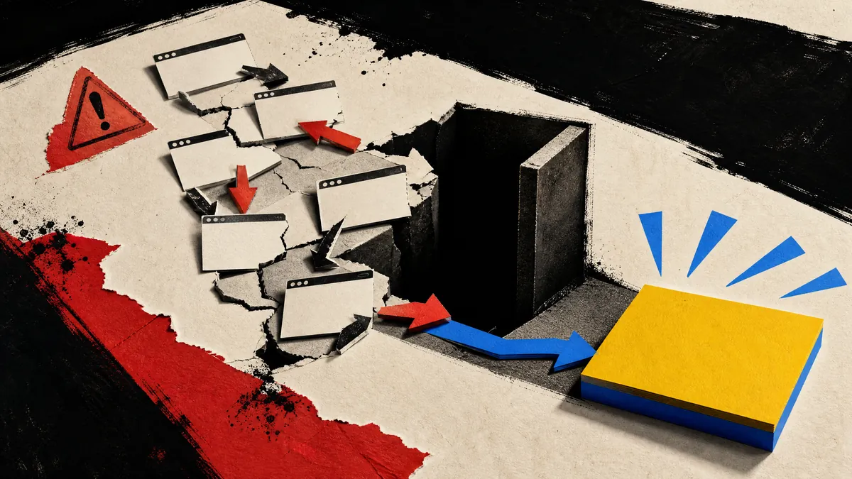 A website journey moving from customer friction toward a clear next step.