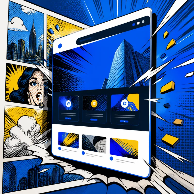 Comic illustration representing custom web design services